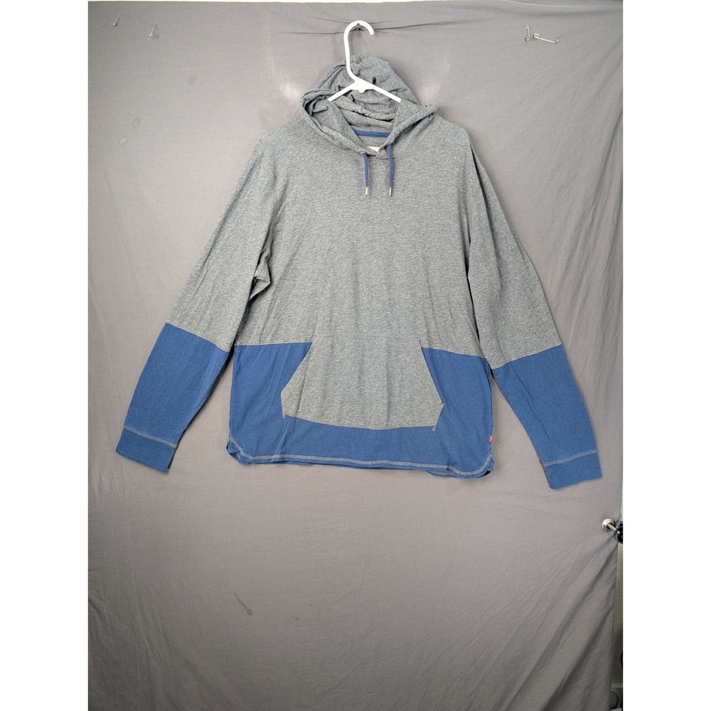 Levi's Mens Colorblock Hoodie Sweatshirt Gray Blue XL Pullover Pocket 8080